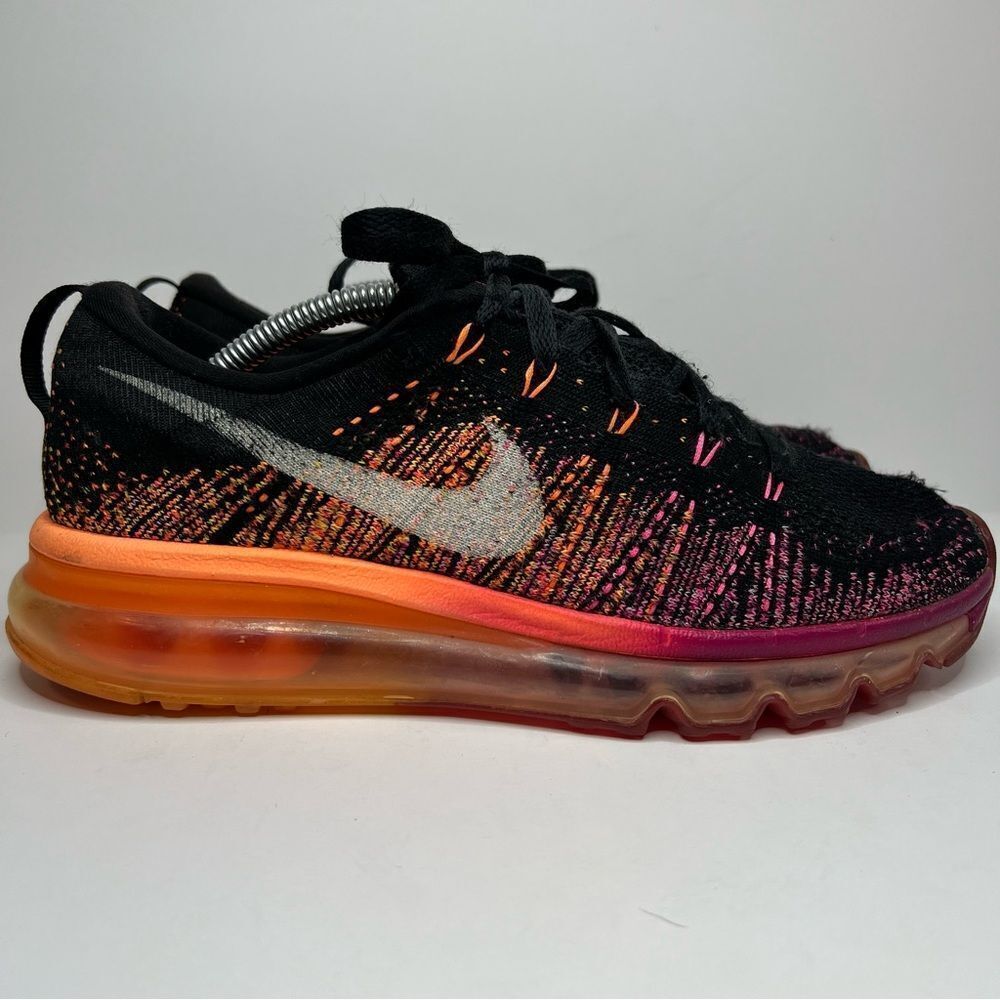 Nike FlyKnit Max Running Shoes Black Orange Pink
